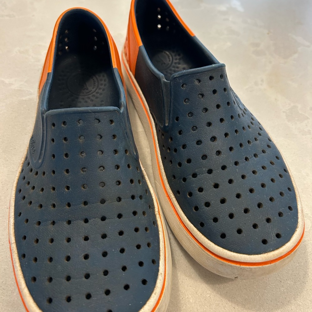 Navy and Orange Slip-On Shoes